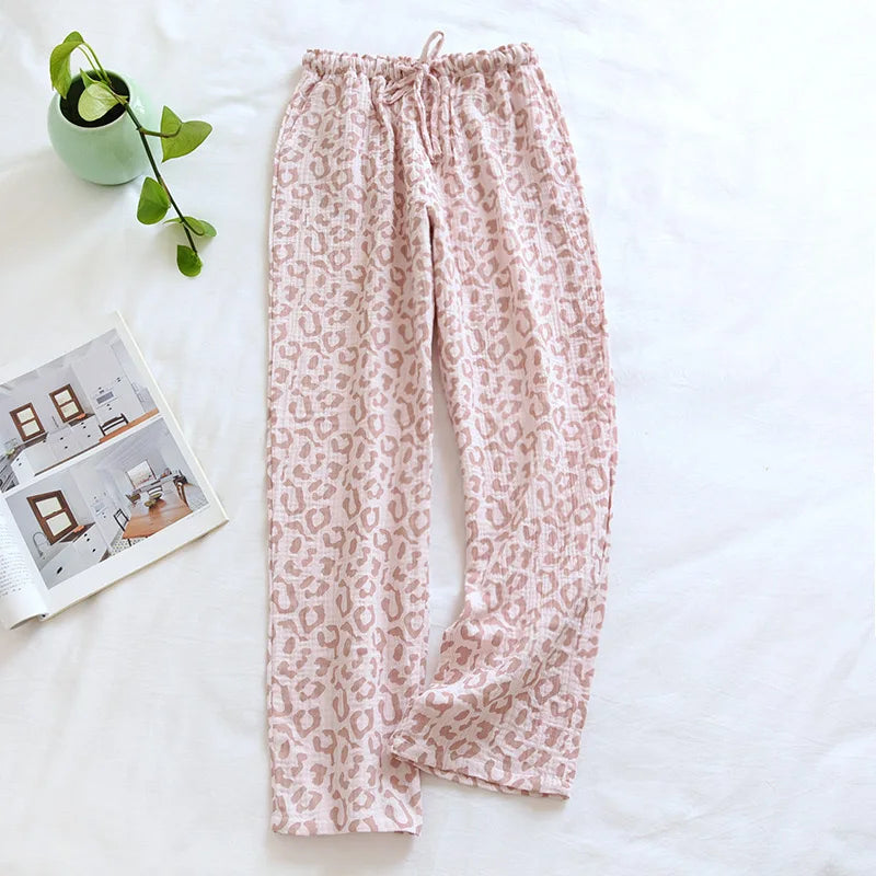 Cotton Hypoallergenic Pajama Pants with Heart Prints for Women