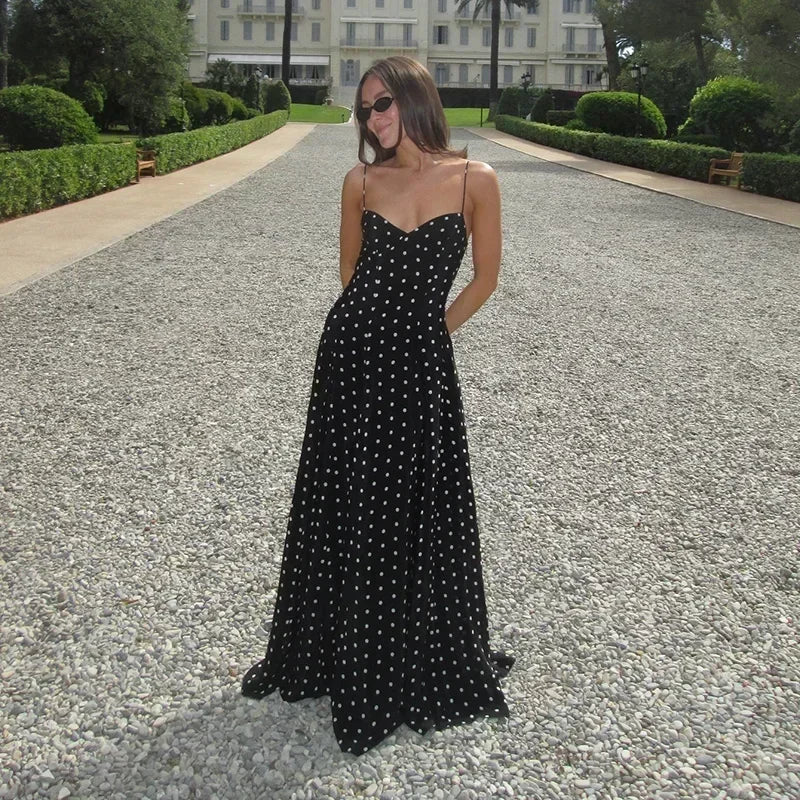 Casual Polka Dot Spring Maxi Dress – Women Flawless Style Cami