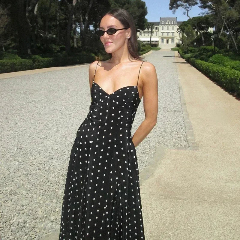 Casual Polka Dot Spring Maxi Dress – Women Flawless Style Cami