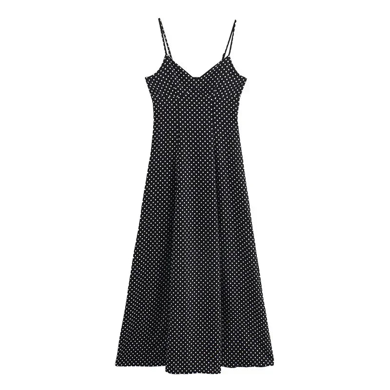 Casual Polka Dot Spring Maxi Dress – Women Flawless Style Cami