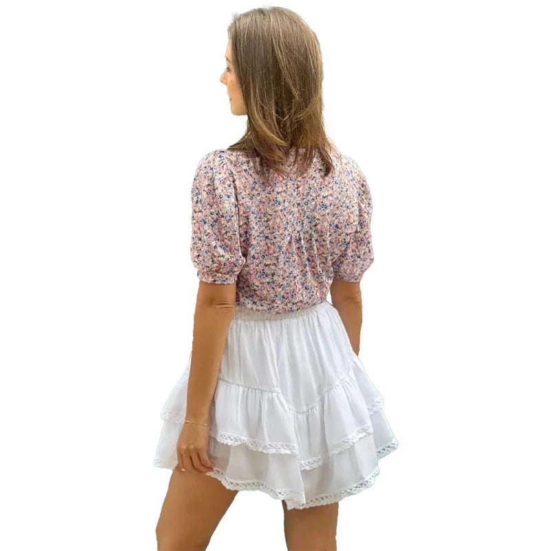 Floral Print Puff Sleeve Blouse for Women Blouses