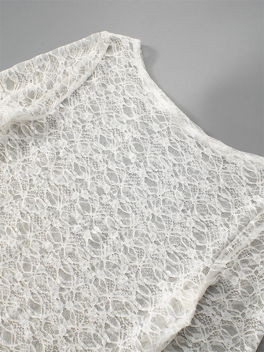 Casual Lace Long Sleeve Asymmetric Top for Women Blouses