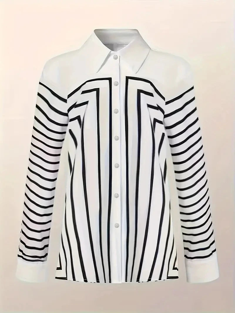 Versatile Striped Shirt for Women - Classic & Comfy Casual Shirts