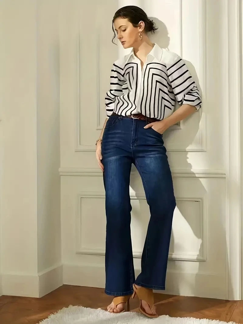 Versatile Striped Shirt for Women - Classic & Comfy Casual Shirts