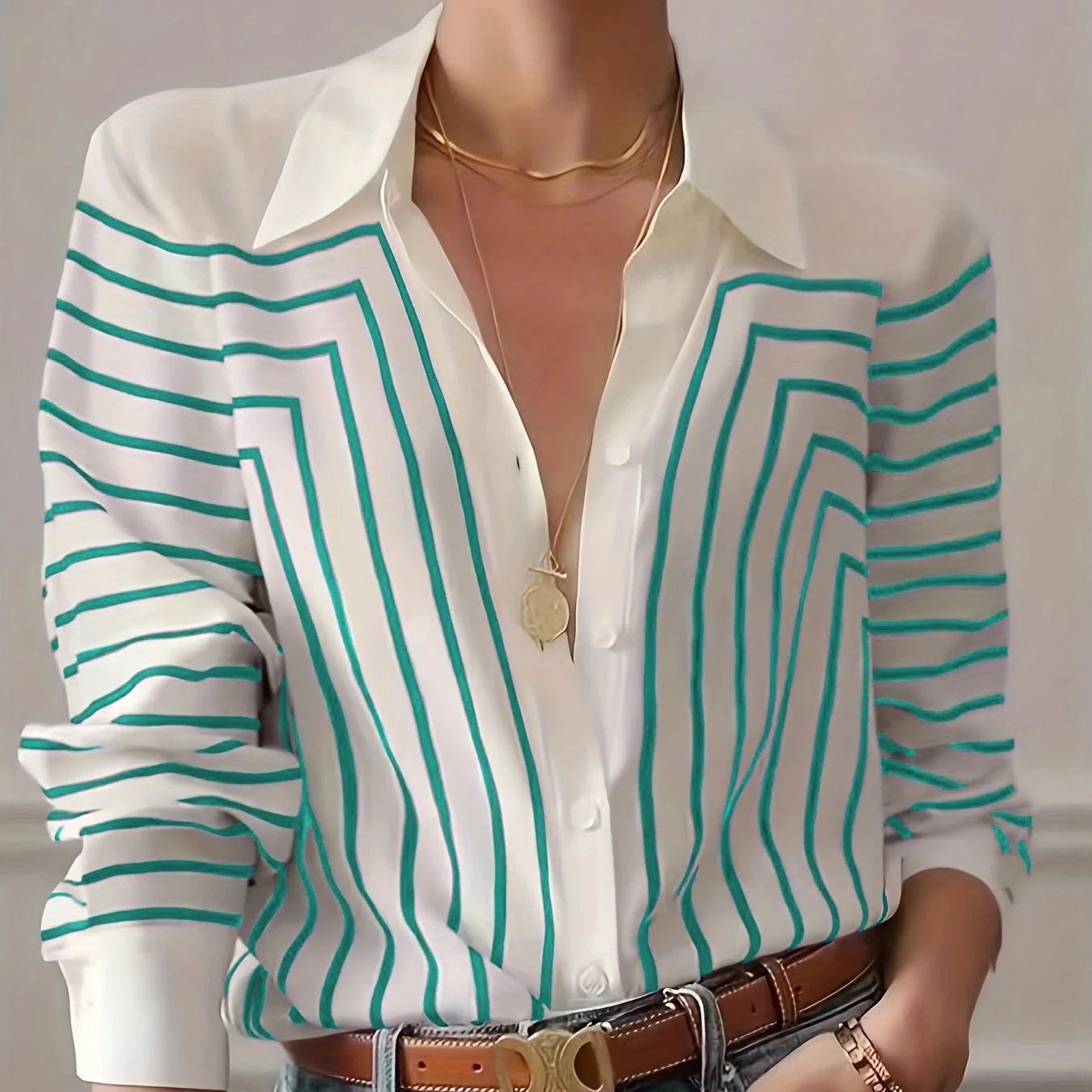 Versatile Striped Shirt for Women - Classic & Comfy Casual Shirts