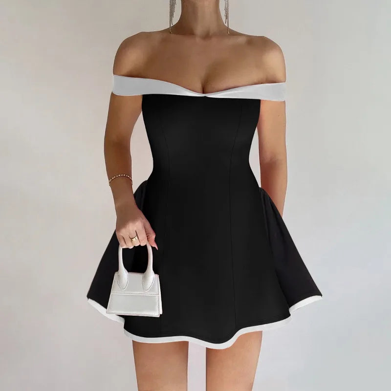 Fit &amp; Flare Mini Dress with Contrast Piping Mini Dresses