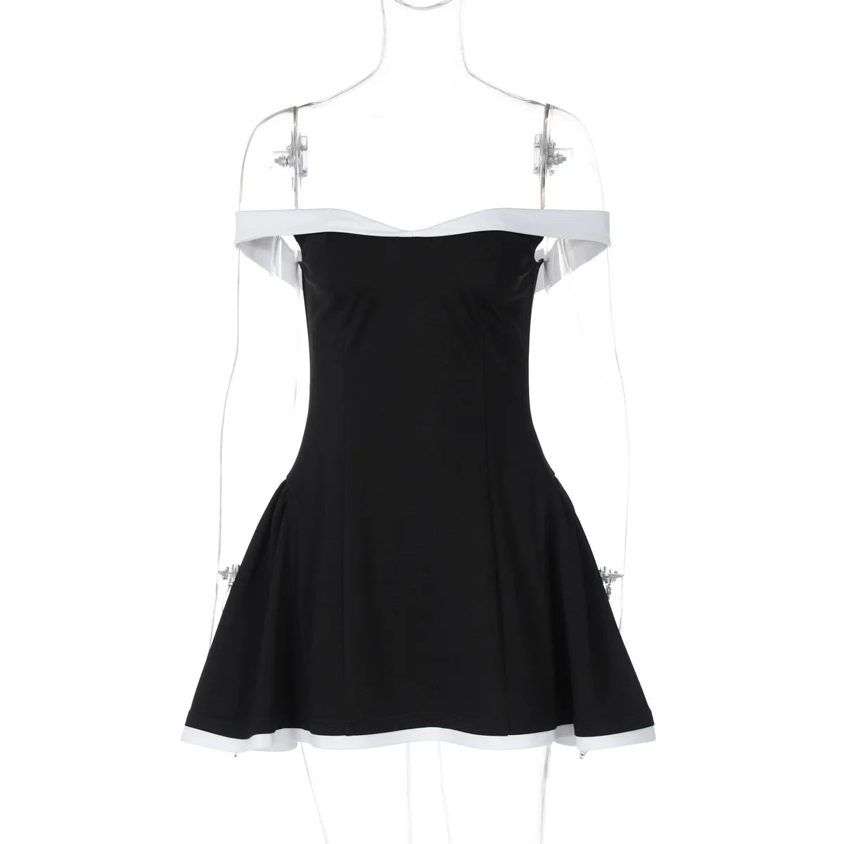 Fit &amp; Flare Mini Dress with Contrast Piping Mini Dresses