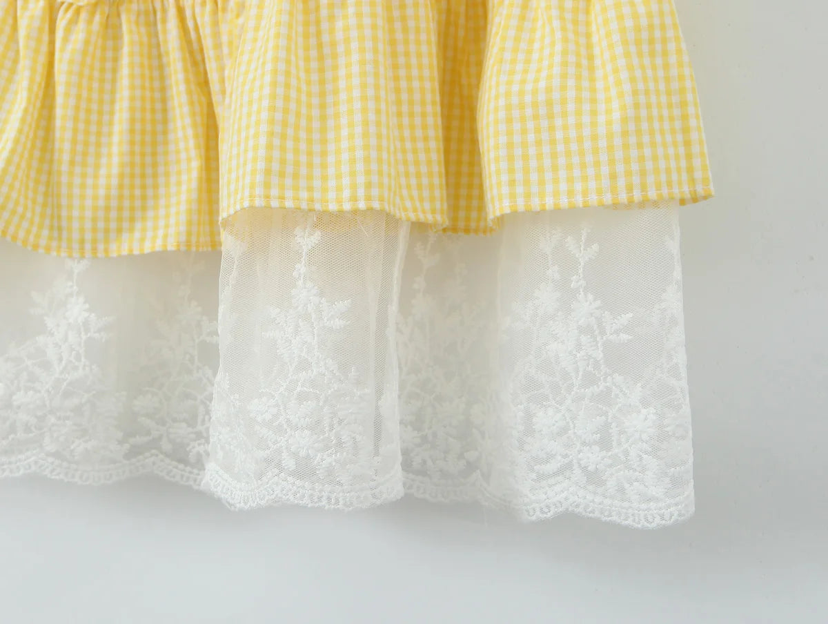 Casual Plaid Gingham Set Mini Skirt and Blouse Matching Sets