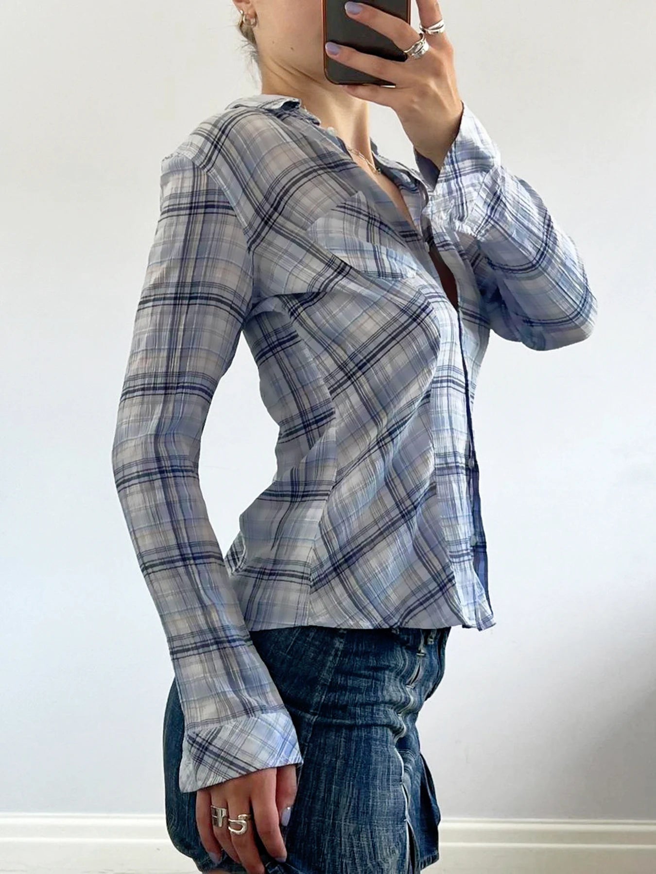 Plaid Casual Long Sleeve Shirt for Women Casual Shirts