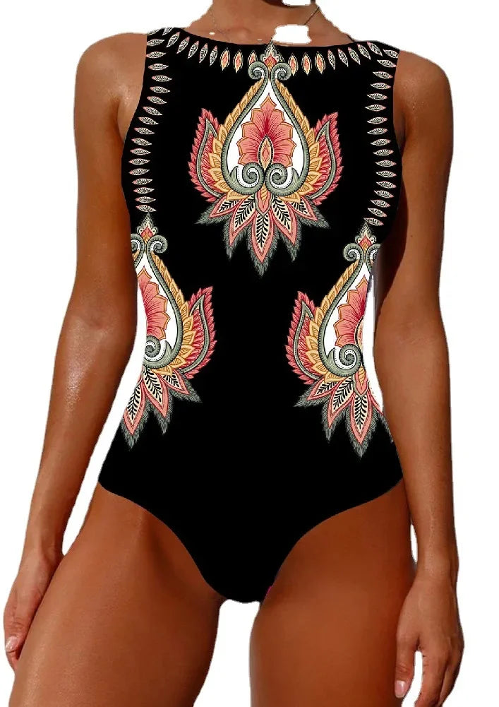 Exotic Bird Pattern One Piece Swimsuit for Women Swimsuits