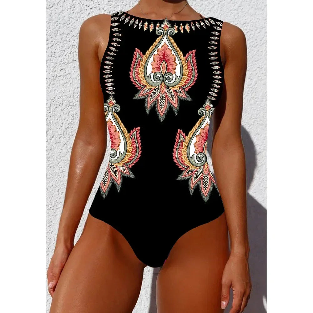 Exotic Bird Pattern One Piece Swimsuit for Women Swimsuits