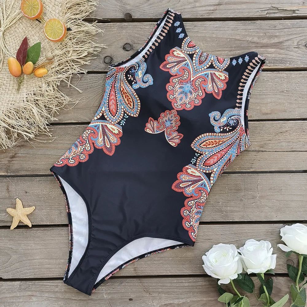 Exotic Bird Pattern One Piece Swimsuit for Women Swimsuits