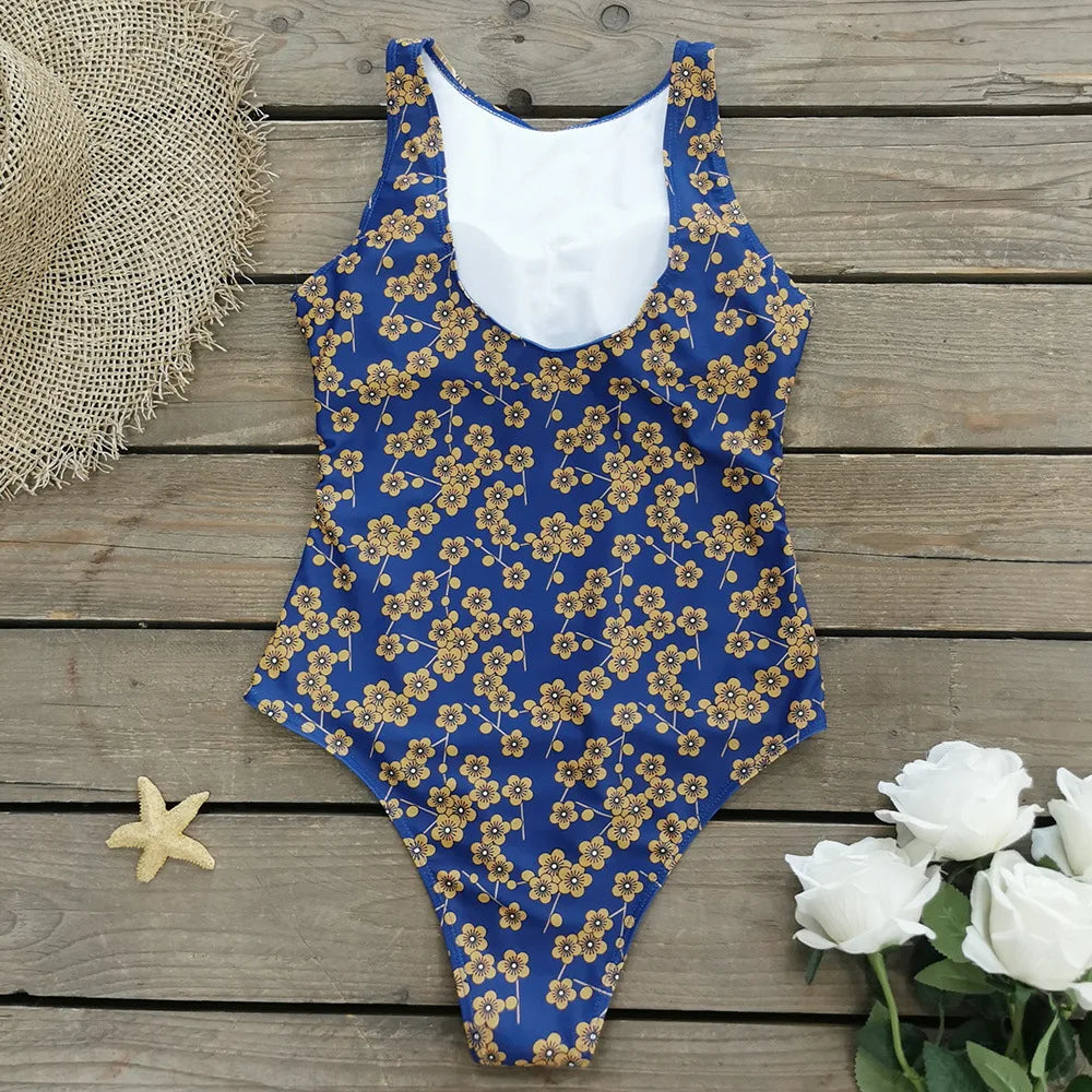 Exotic Bird Pattern One Piece Swimsuit for Women Swimsuits