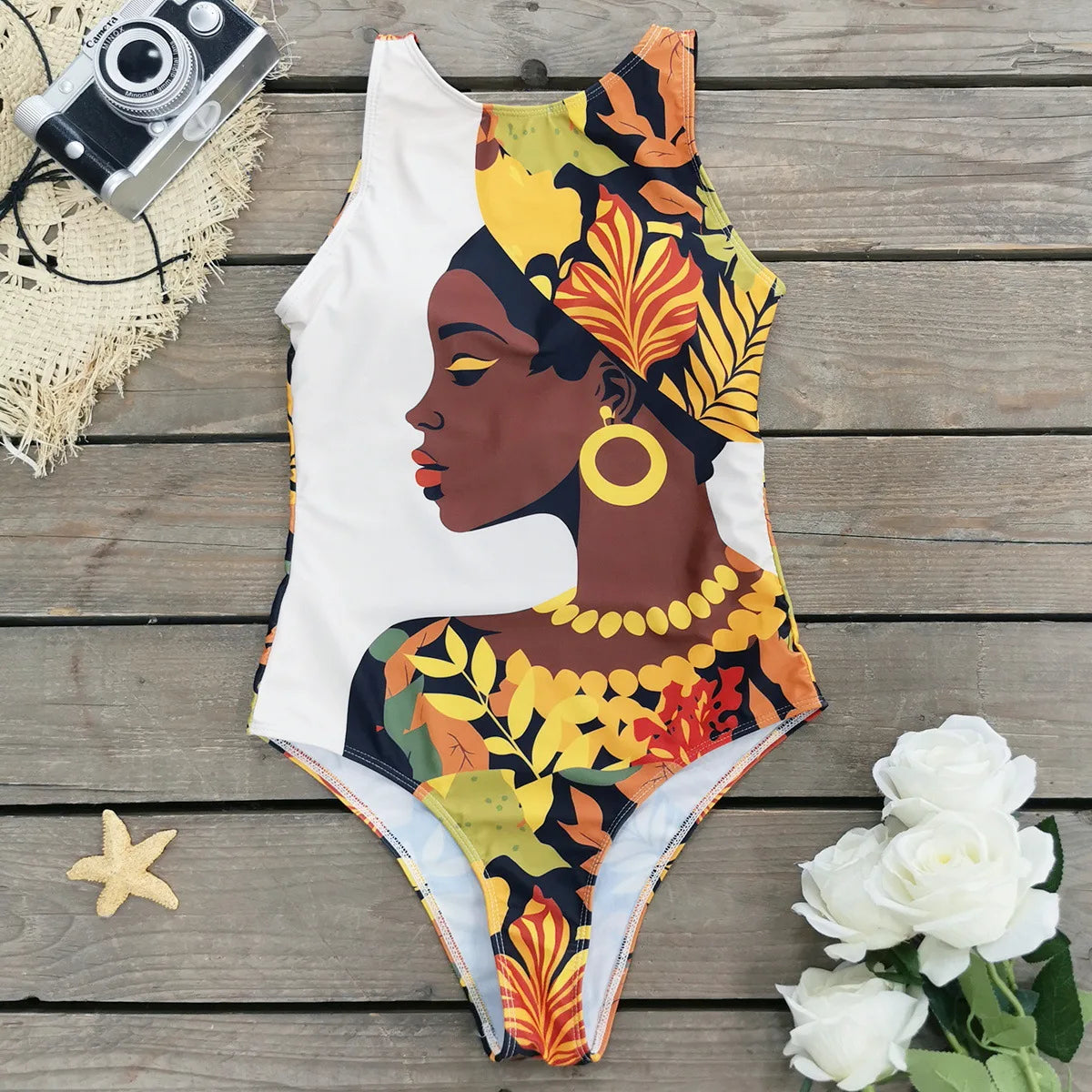 Exotic Bird Pattern One Piece Swimsuit for Women Swimsuits