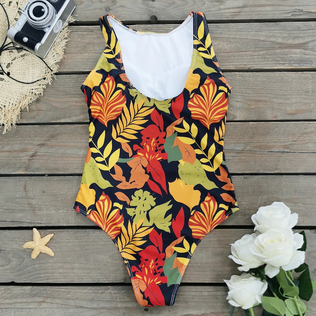 Exotic Bird Pattern One Piece Swimsuit for Women Swimsuits