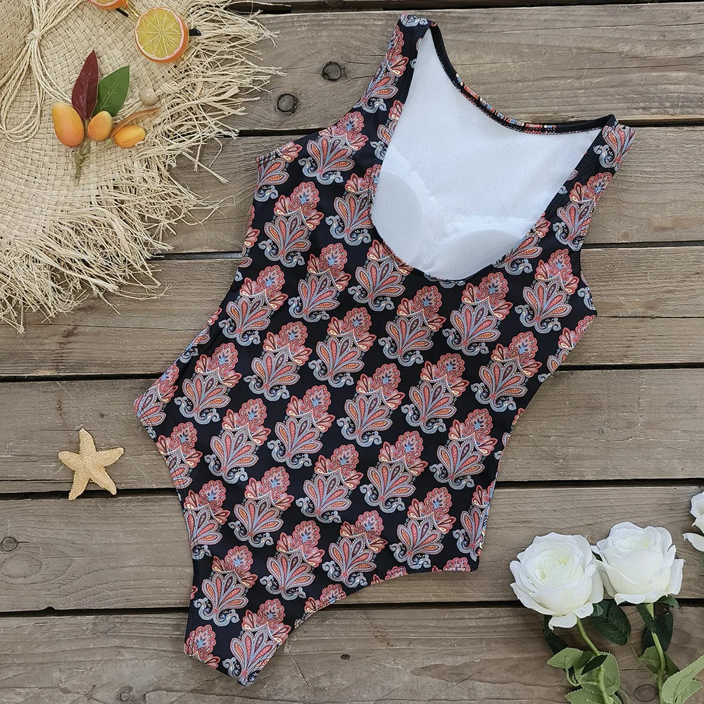 Exotic Bird Pattern One Piece Swimsuit for Women Swimsuits