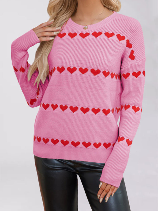 Casual Heart Pattern Sweater Jumper – Love in Style Sweaters