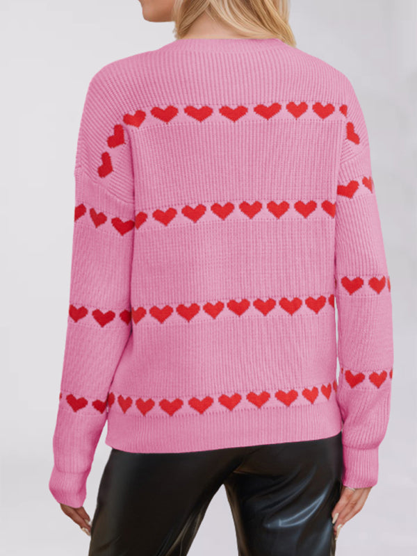 Casual Heart Pattern Sweater Jumper – Love in Style Sweaters