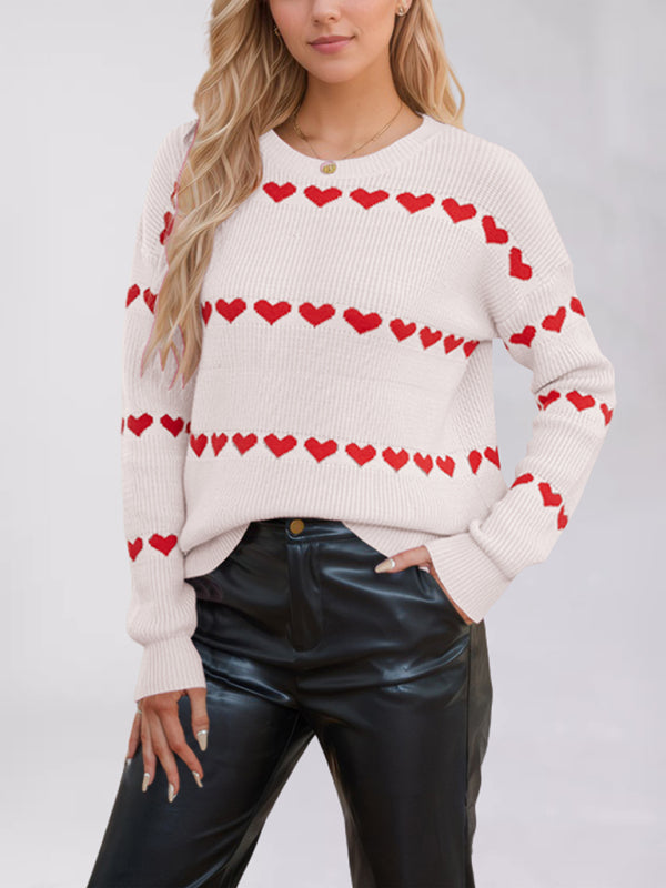 Casual Heart Pattern Sweater Jumper – Love in Style Sweaters