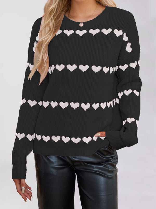 Casual Heart Pattern Sweater Jumper – Love in Style Sweaters