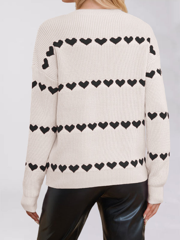 Casual Heart Pattern Sweater Jumper – Love in Style Sweaters