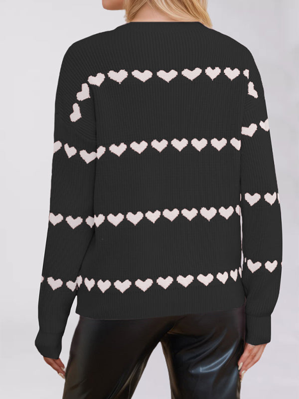 Casual Heart Pattern Sweater Jumper – Love in Style Sweaters