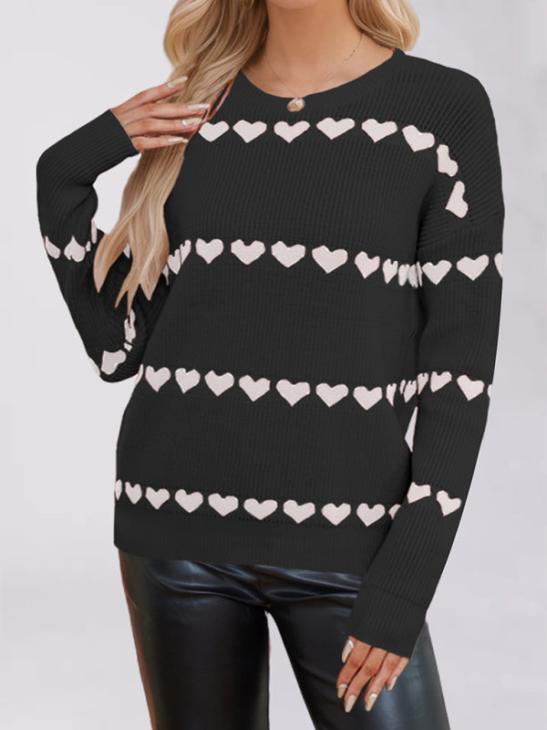 Casual Heart Pattern Sweater Jumper – Love in Style Sweaters