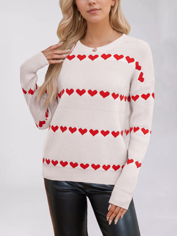 Casual Heart Pattern Sweater Jumper – Love in Style Sweaters