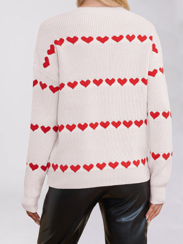 Casual Heart Pattern Sweater Jumper – Love in Style Sweaters