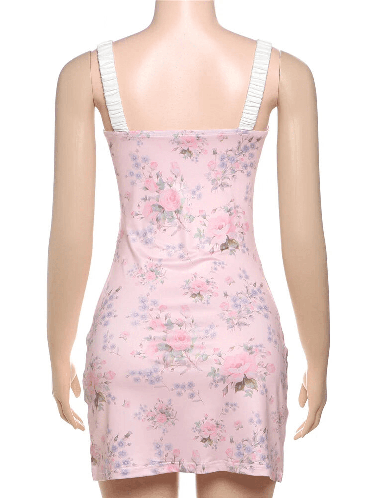 Romantic Floral Bustier Slip Dress Mini Dresses