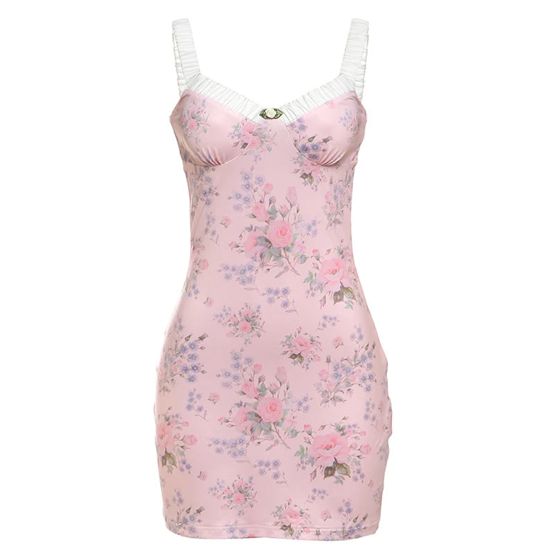 Romantic Floral Bustier Slip Dress Mini Dresses