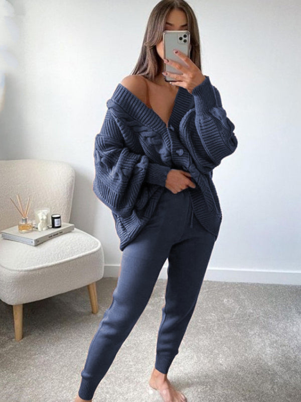 Lounge Knit Cardigan and Pencil Pants for Women Lounge Set