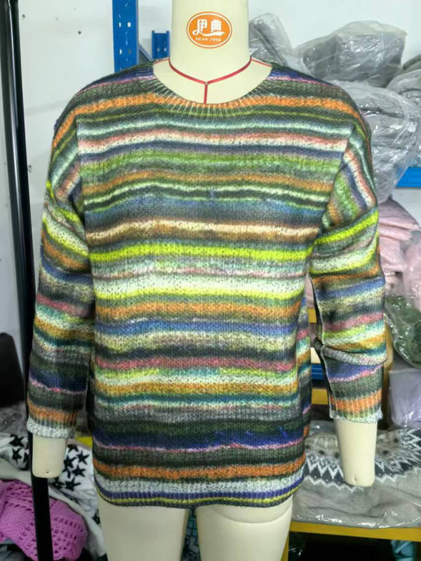 Multi-Color Knit Jumpers Artistic Print Sweaters for Everyday