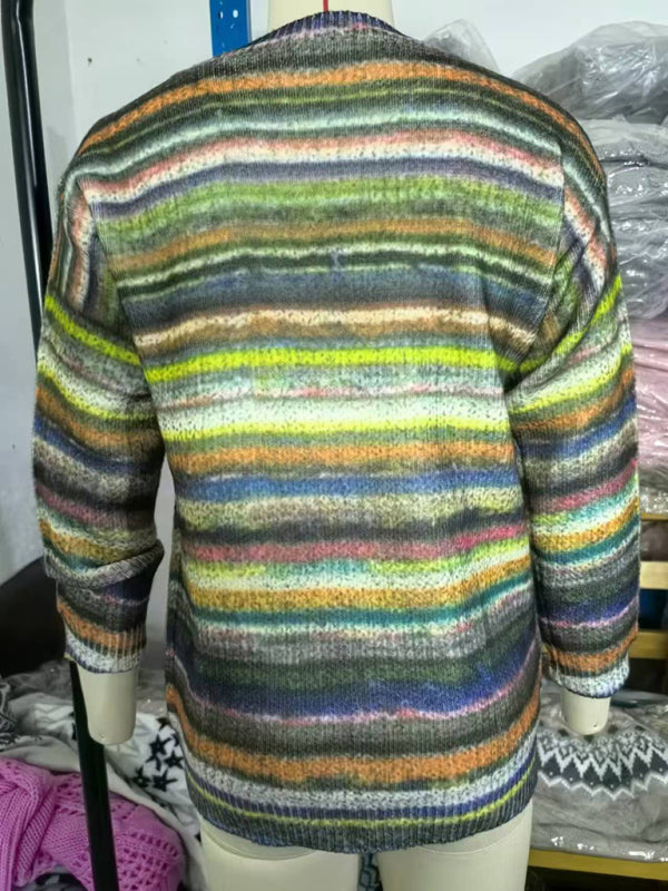 Multi-Color Knit Jumpers Artistic Print Sweaters for Everyday