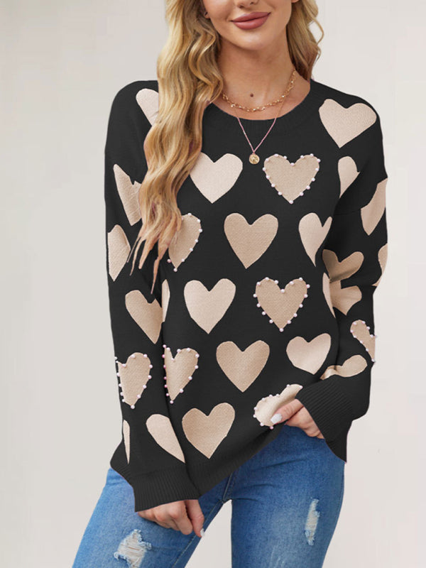 Valentine's Heart Sweater with Pearl Accents Sweaters