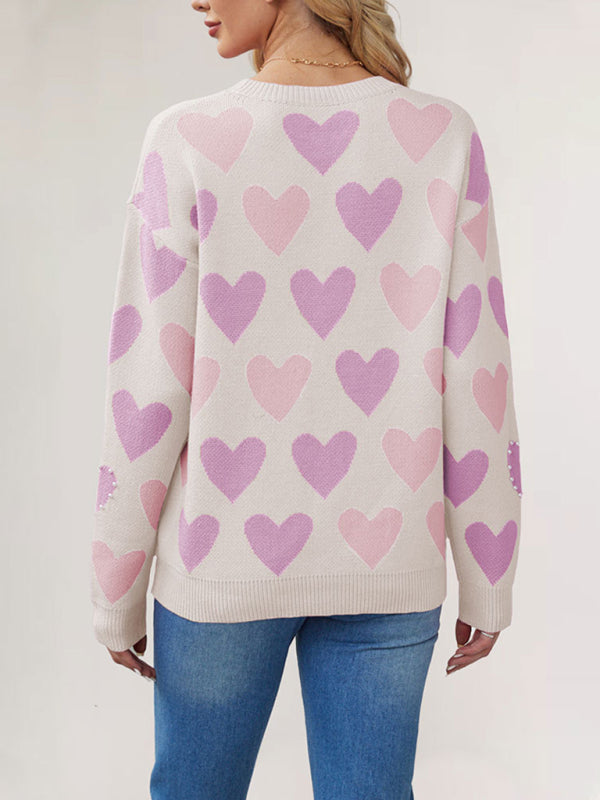 Valentine's Heart Sweater with Pearl Accents Sweaters