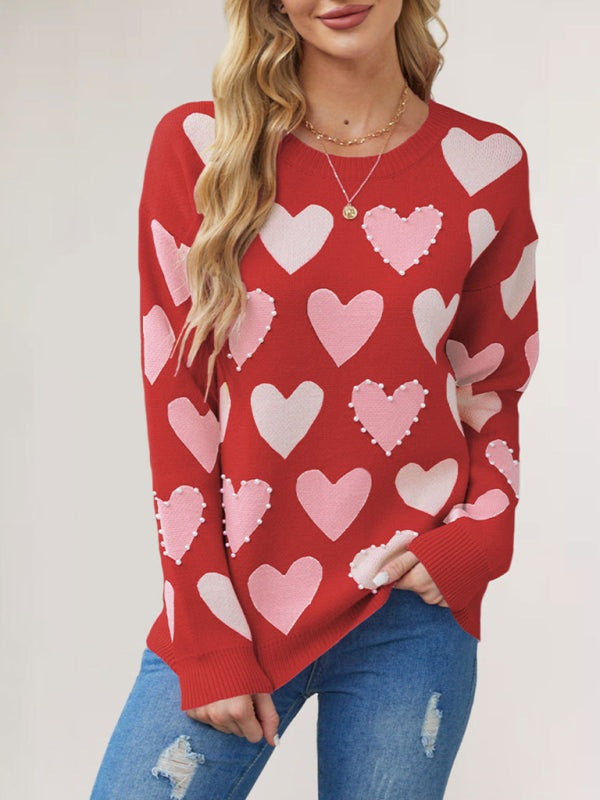 Valentine's Heart Sweater with Pearl Accents Sweaters