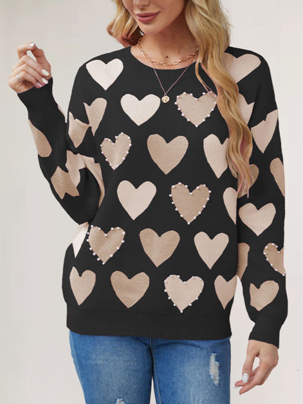 Valentine's Heart Sweater with Pearl Accents Sweaters