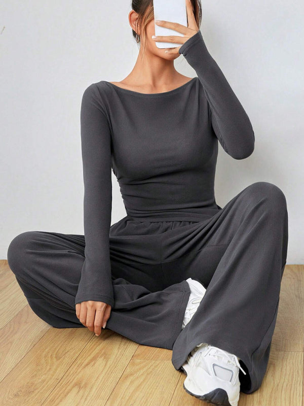 Comfortable Two-Piece Wide Leg Pants Set for Casual Wear	