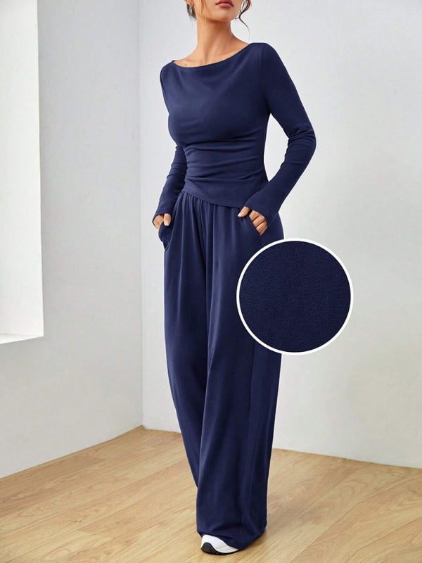 Casual Wide Leg Pants Two-Piece Set for Women Matching Sets