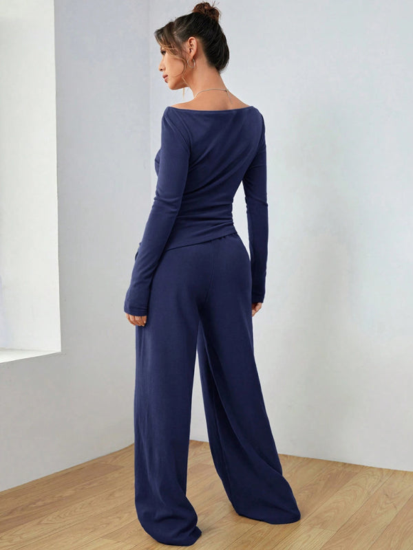 Casual Wide Leg Pants Two-Piece Set for Women Matching Sets