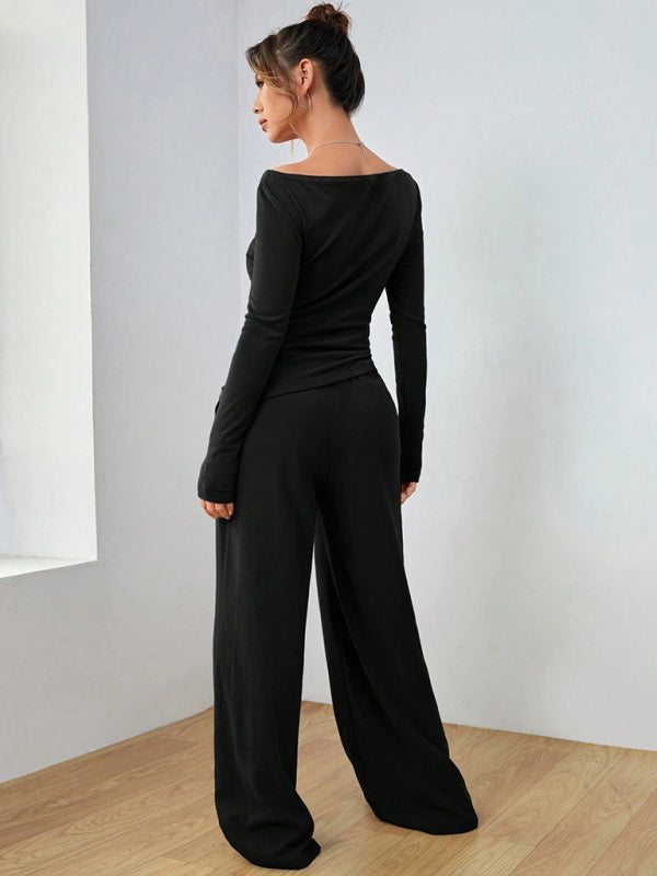 Casual Wide Leg Pants Two-Piece Set for Women Matching Sets