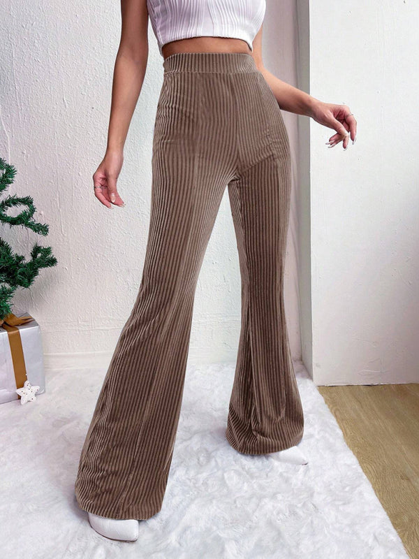 Ribbed Corduroy Flared Pants for Cozy Home Wear	