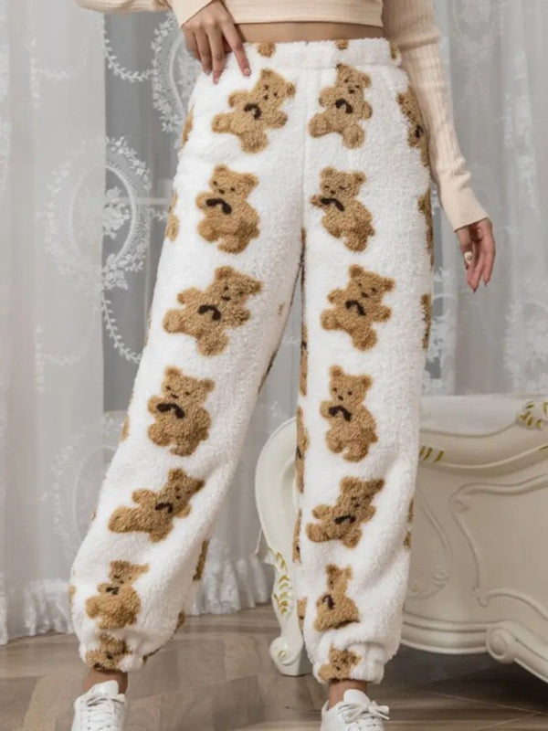 Teddy Bear Fleece Loungewear Pants Pencil Pants