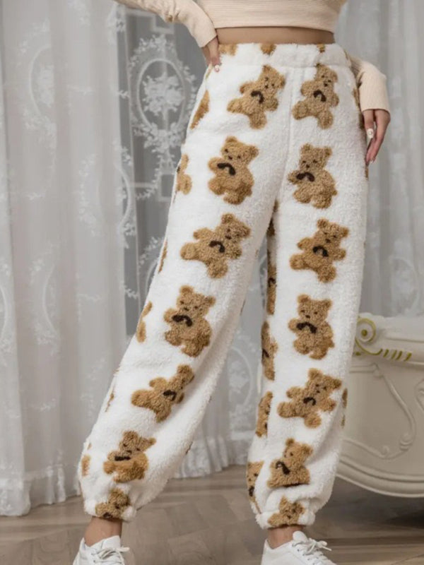 Teddy Bear Fleece Loungewear Pants Pencil Pants