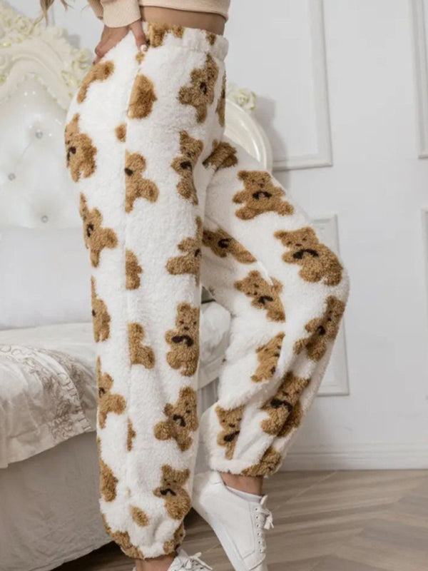 Teddy Bear Fleece Loungewear Pants Pencil Pants