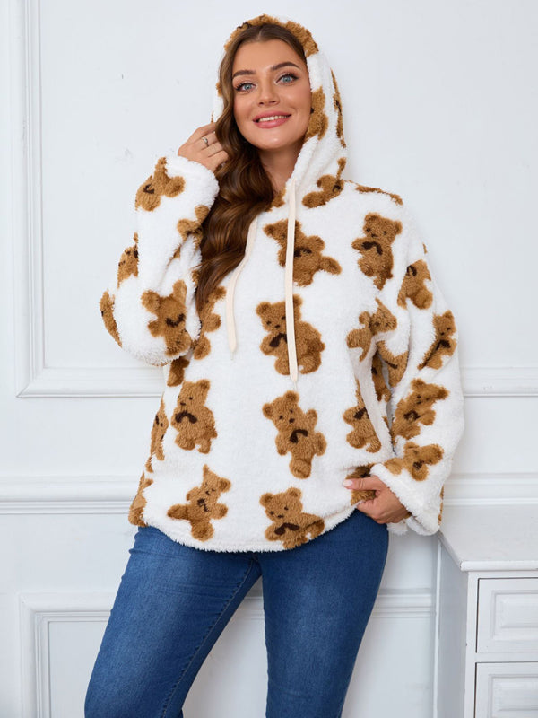 Women's Plus Size Plush Teddy Bear Fleece Hoodie Casual Hoodies