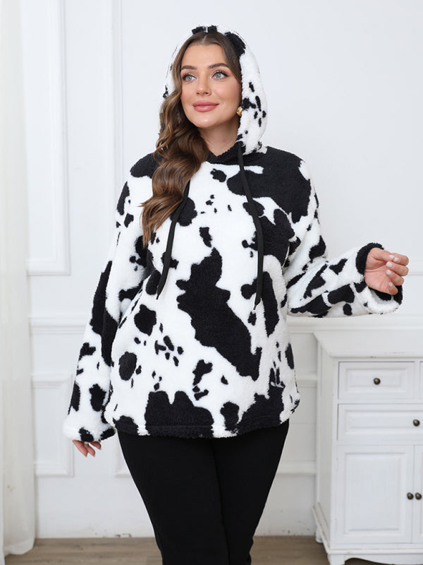 Women's Plus Size Plush Teddy Bear Fleece Hoodie Casual Hoodies