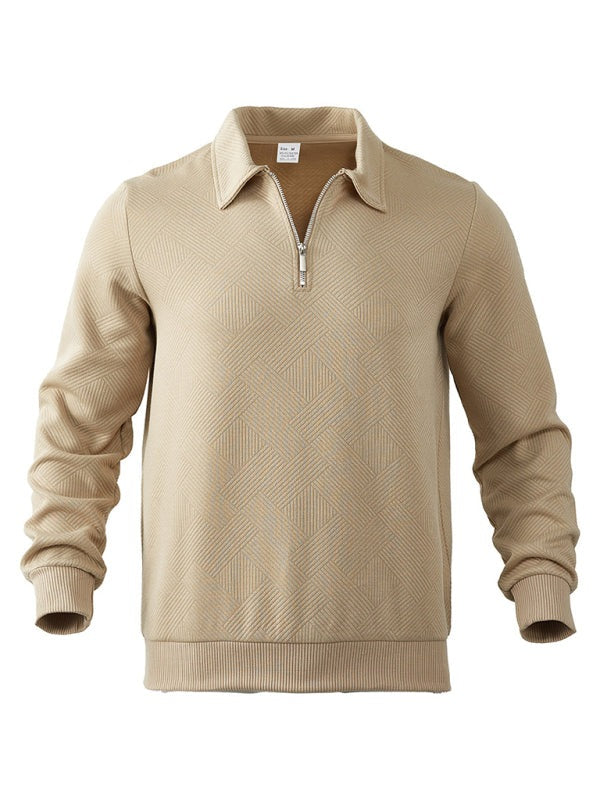 Men's Textured Chevron Zip-Up Pullover Sweatshirts