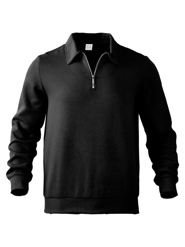 Men's Textured Chevron Zip-Up Pullover Sweatshirts